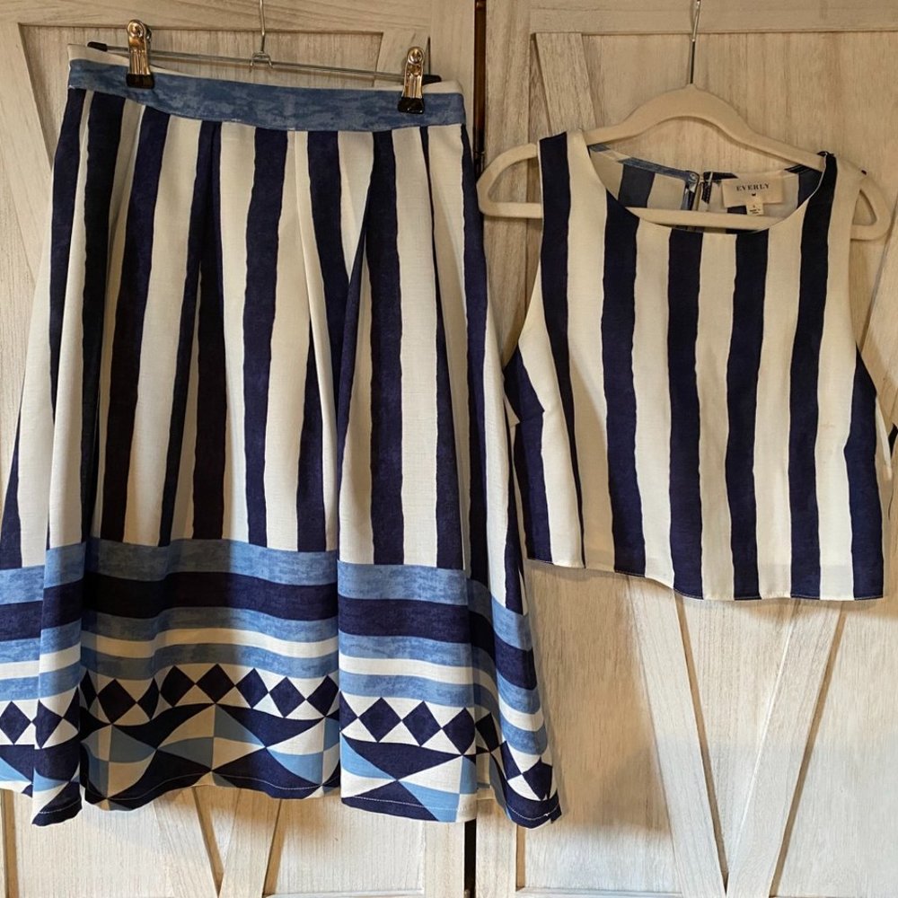 Everly Two Piece Striped Skirt/Tank Set